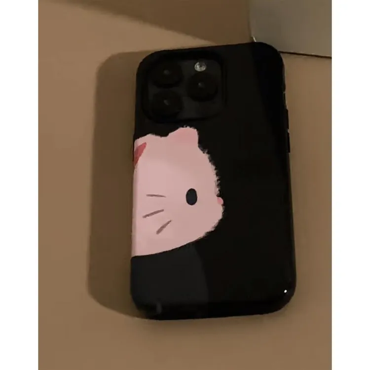 GGBond果冻黑侧脸小kitty适用苹果17/16手机壳华为vivooppo小米15