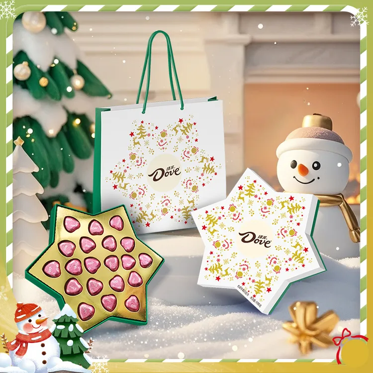 【新品】德芙圣诞雪之吻心语巧克力5.3g*20粒百合纯可可脂礼盒礼袋