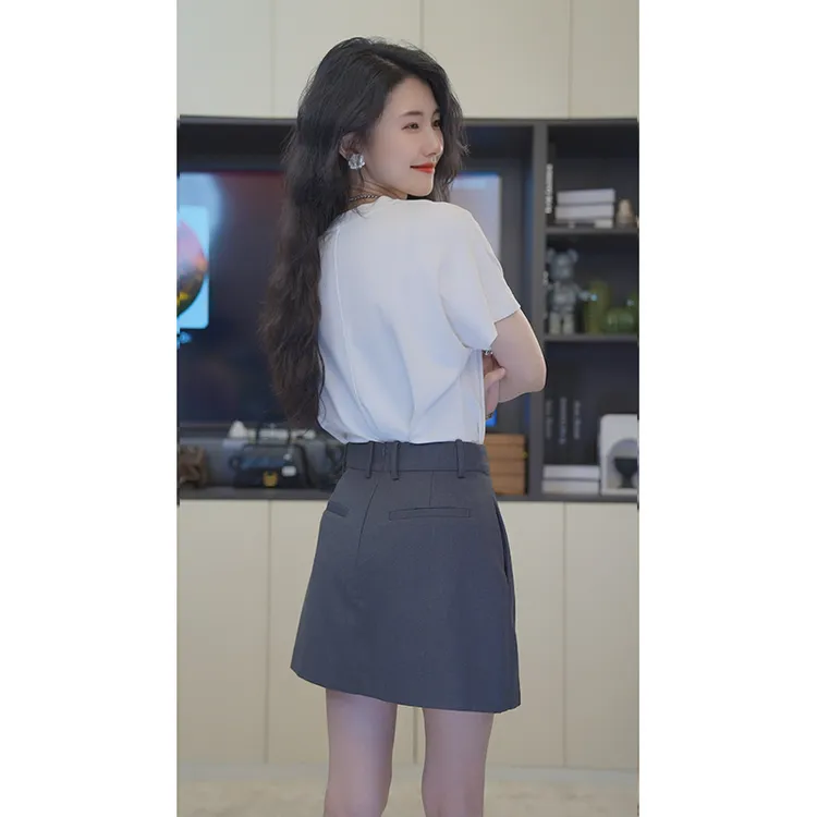 小乖逃双色高级感黑色半裙裙裤显瘦气质高腰半裙拉达休闲587