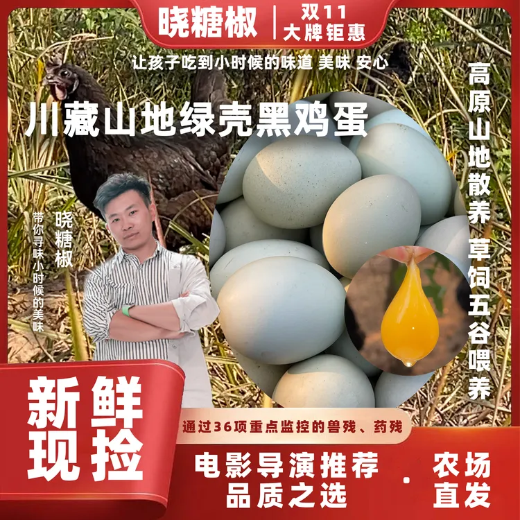 【晓糖椒定制50枚】| 川藏山地绿壳黑鸡蛋营养安心早餐新鲜现捡蛋白