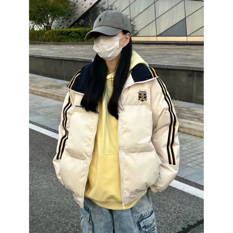 巧妹羽绒棉服女2025新款冬季学院风棉衣外套宽松加厚保暖国潮情侣