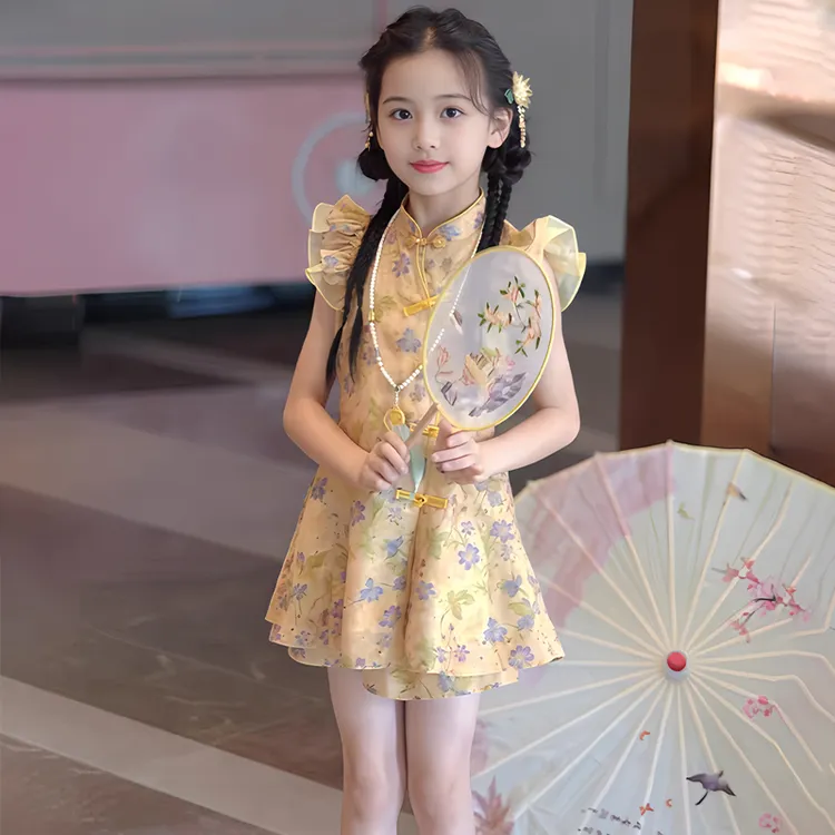 女童旗袍连衣裙夏装2025新款儿童新中式国风女孩夏季汉服公主裙子