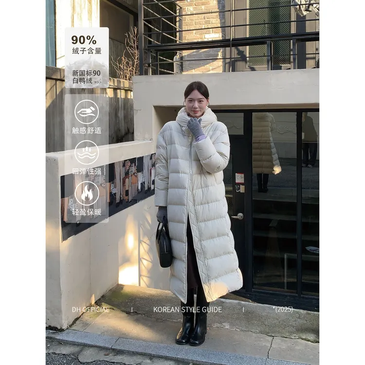 DH OFFICIAL大花【瑞士雪夜 down】韩系冬款轻盈保暖长款面包羽绒服