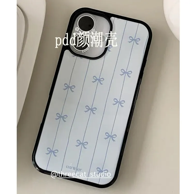 新款日韩小米线条蝴蝶结iPhone16promax手机壳适用苹果11/12/13