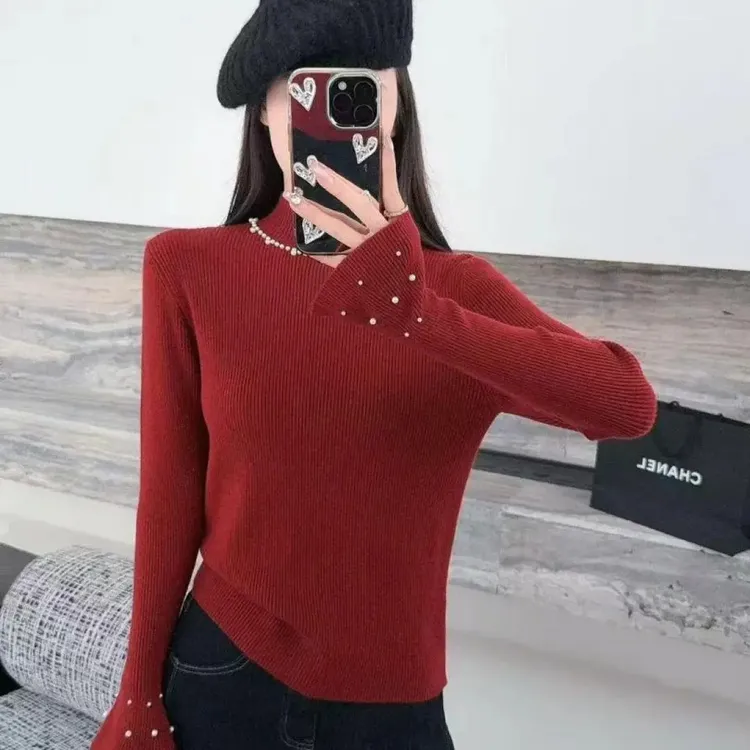 2025年新款半高领毛衣女秋冬季套头洋气小个子内搭针织打底衫1535