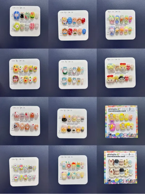 「彩色时光」2025新款彩绘捏捏穿戴甲，纯手工绘制可爱卡通美甲