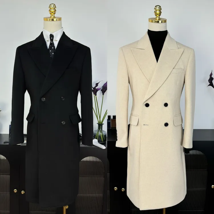 【西蒙曹】50羊毛“经典柴斯特”西装大衣秋冬时尚经典修身双排扣大衣