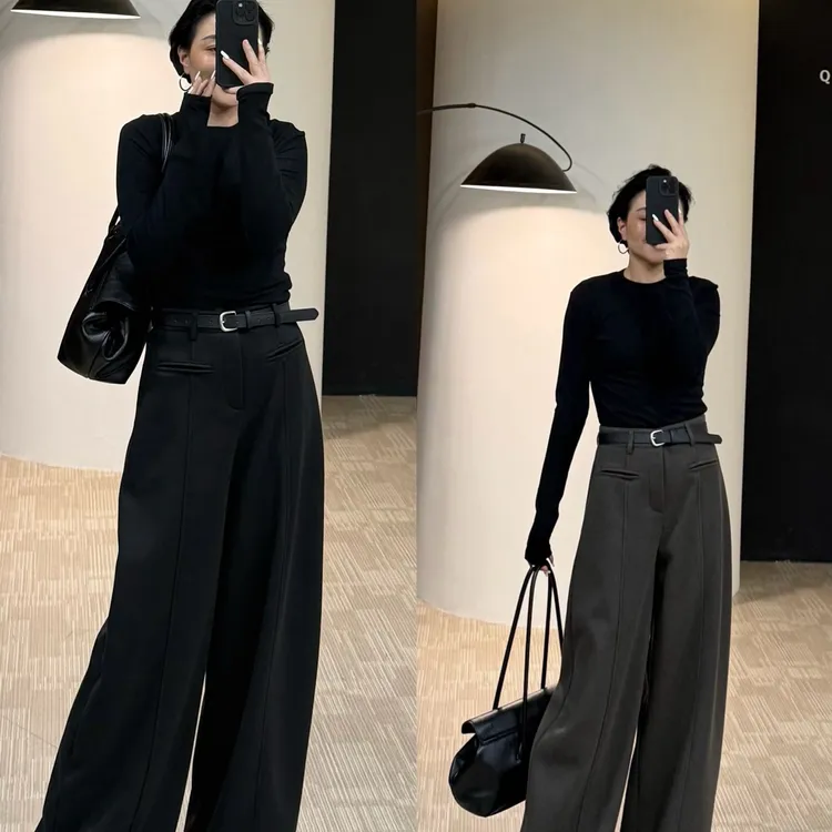 美丽怒推气质显瘦窄版加绒弯刀裤160斤以内送腰带（251259）