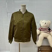 童军绿色刺绣棒球服秋季厚款纯色轻薄修身型飞行夹克外套25090944