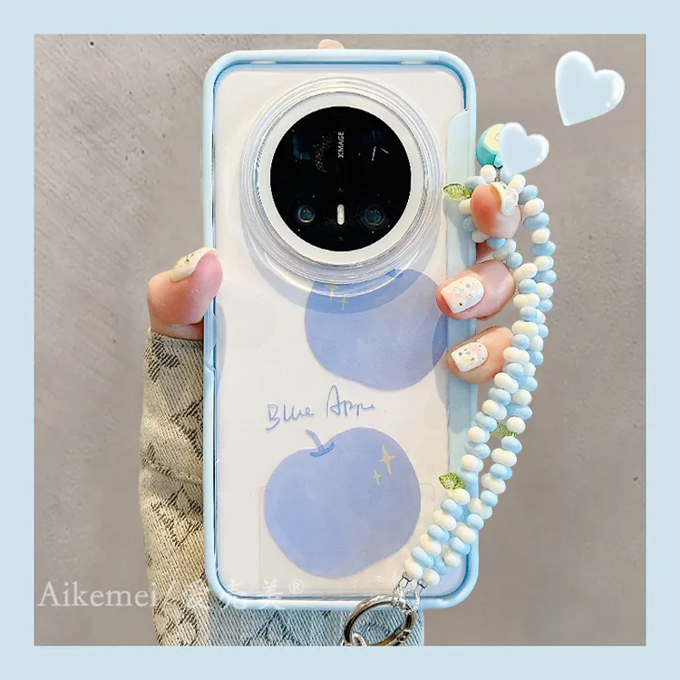 适用华为mate70pro+手机壳蓝苹果Mate60pro+翻盖隐形支架链条