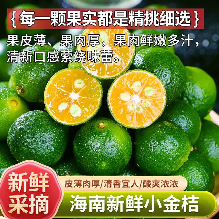 海南产地直供新鲜青金桔小青柠皮薄多汁健康饮品水果