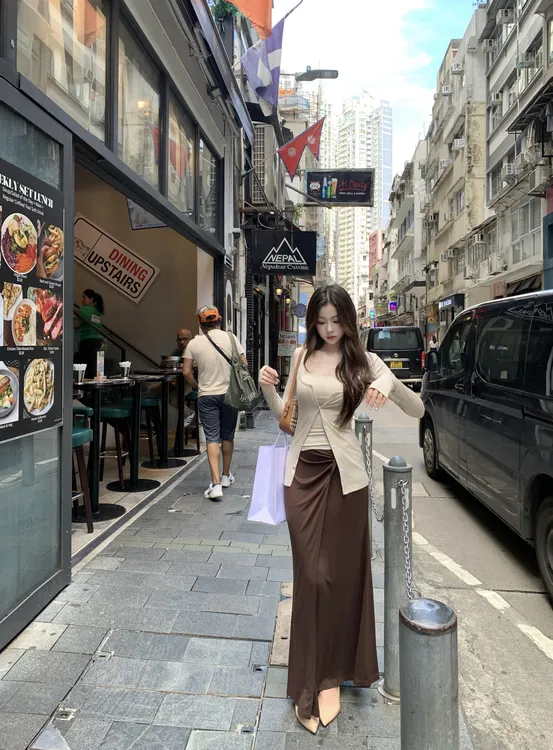 EIA一尧【韩味紫啧半裙】气质慵懒女人扭结半身裙舒适感显瘦韩系裙