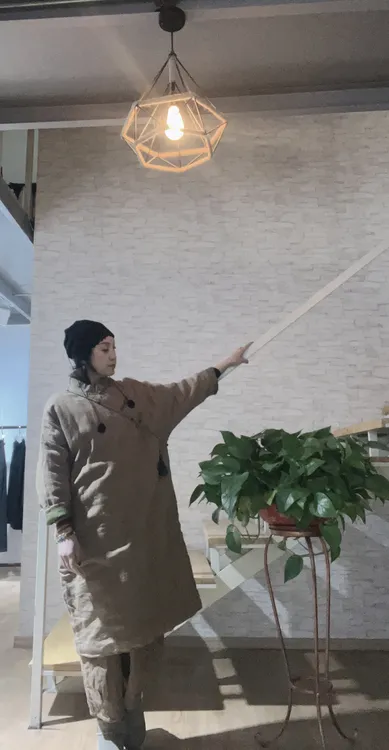 原创中式复古立领长款棉袍女民族风棉麻棉衣棉服