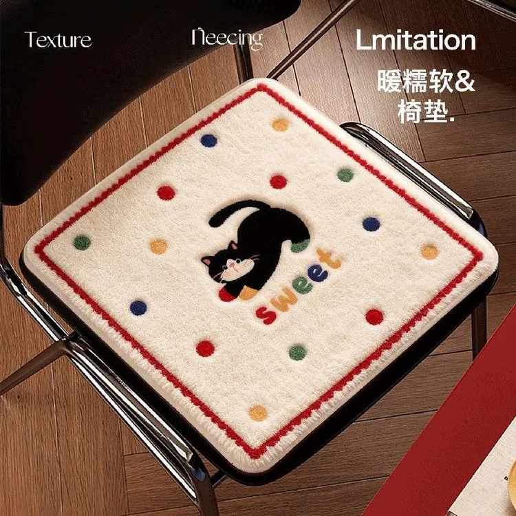 冬季加厚仿羊绒凳坐垫办公室久坐椅子垫防滑餐椅垫汽车坐垫屁垫JY