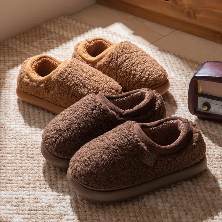 2025冬博肯小面包新款男女包跟棉鞋厚底居家外穿防滑毛毛加绒拖鞋