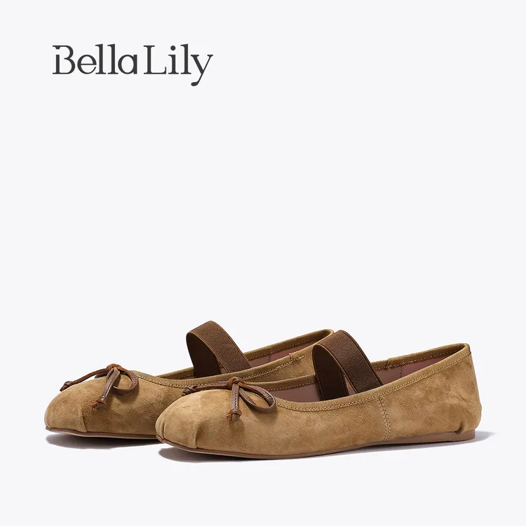 BellaLily2025夏季新款复古玛丽珍鞋舒适平底单鞋纯色时尚女鞋潮
