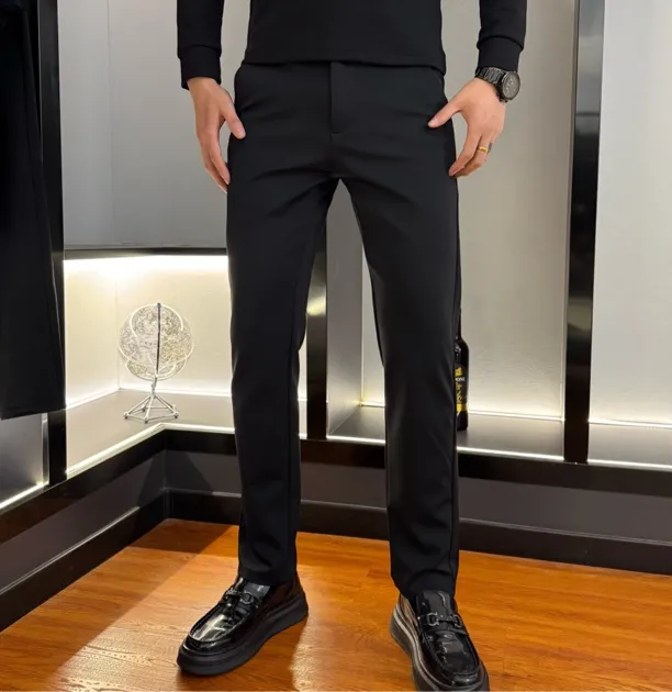 秋冬加绒K4060男士商务休闲时尚百搭纯色弹力直筒裤高品质