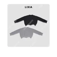 LIXIA【钝感生活】慵懒风纹理感套头含绵羊毛山羊绒舒适毛衣-D9958