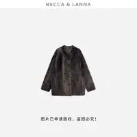 D0290 硬货哥女士气质立领双排扣拉贡羊皮毛一体海宁皮草外套女装