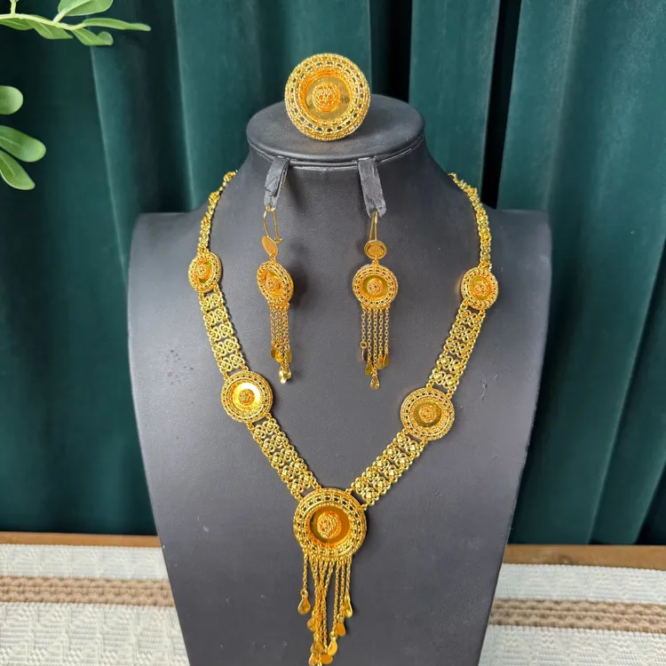 铜合金项链 TJ017 铜合金首饰 项链耳环戒指三件套