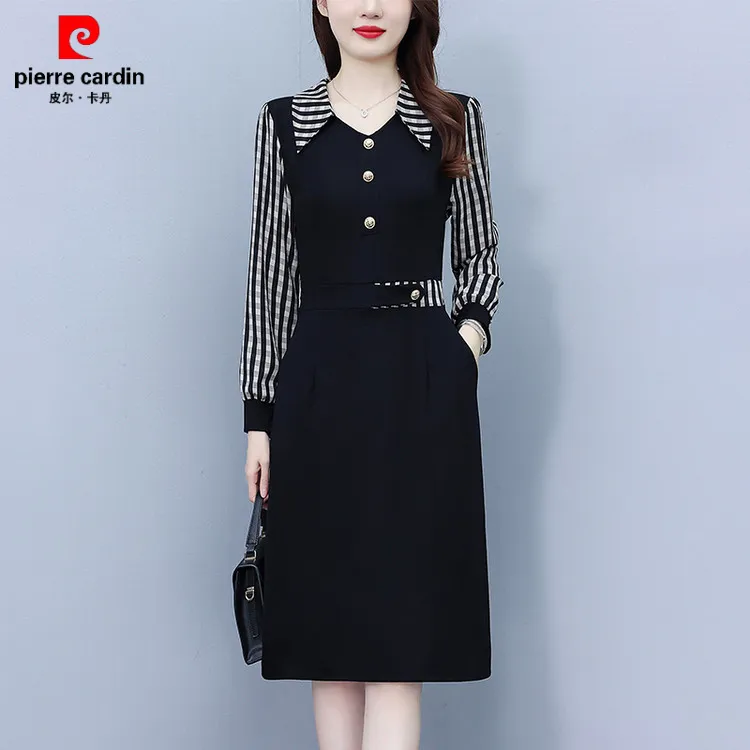 皮尔卡丹假两件连衣裙子女士春秋冬季2025年新款气质今年流行爆款