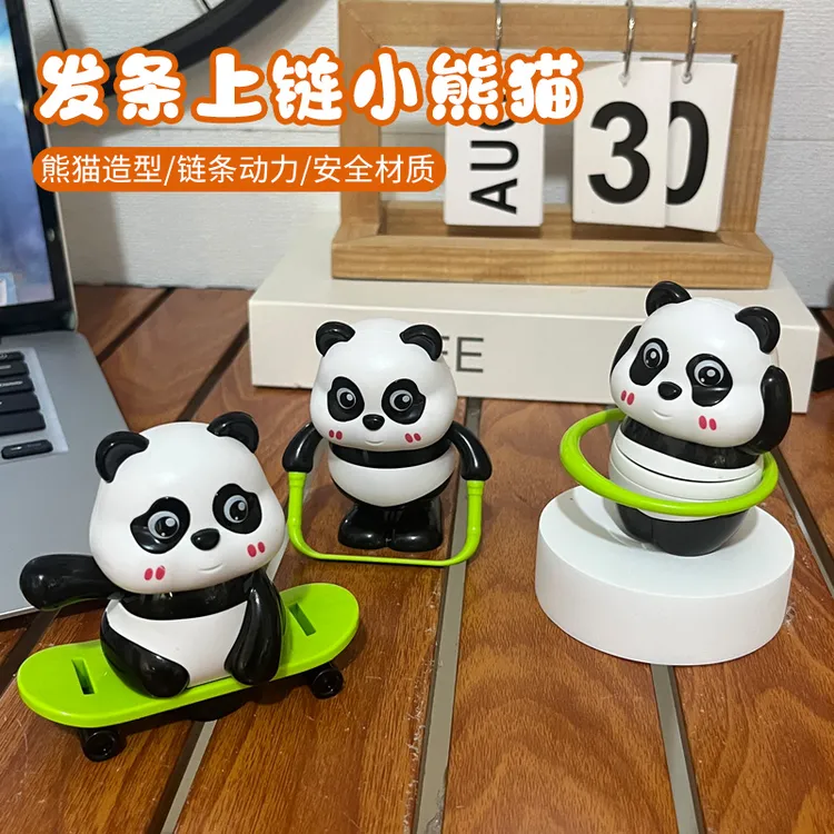 新款上链发条熊猫运动会系列呼啦圈卡通熊猫节创意解压玩具礼物