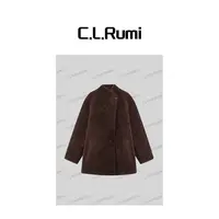 【Rumi精选】“深茶棕”25秋冬短绒微卷羊毛外套宽松中长款大衣7212wt