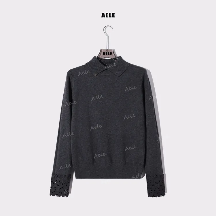 AELE打底衫女装潮牌设计师百搭常规针织翻领毛衣 X855 3926 AD