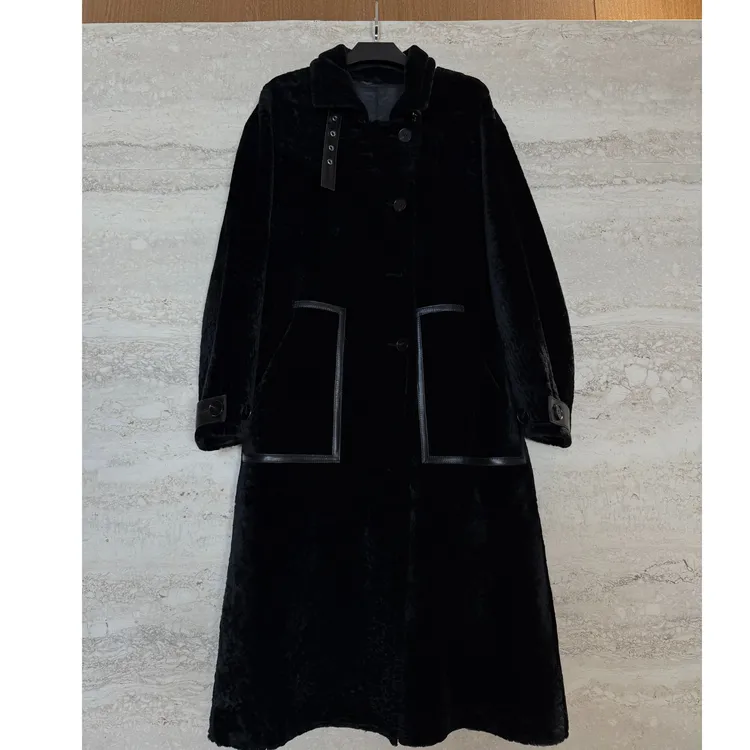 TANTAN 重工轻奢中长款秋冬进口羊皮毛一体外套4397