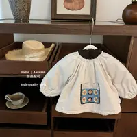 【甜品起司】原创款!女宝宝波西米亚复古钩花精致棉服洋气公主裙子