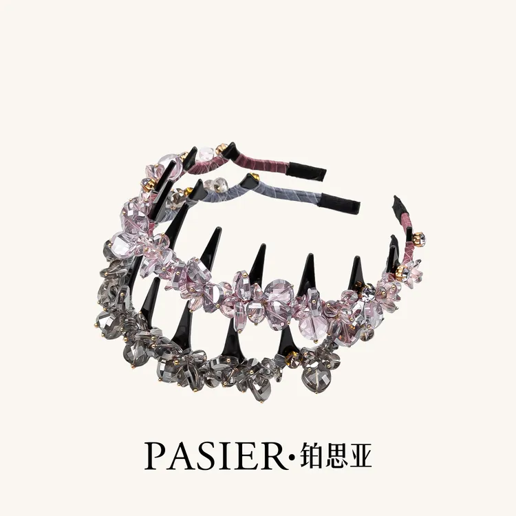 铂思亚 璨若星河 手工复古优雅温柔气质发箍 DR0095粉＋灰