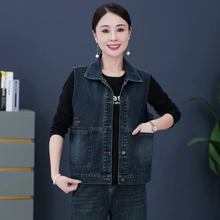 时尚牛仔马甲外套女2025年秋季新款韩版洋气显瘦无袖坎肩马夹上衣