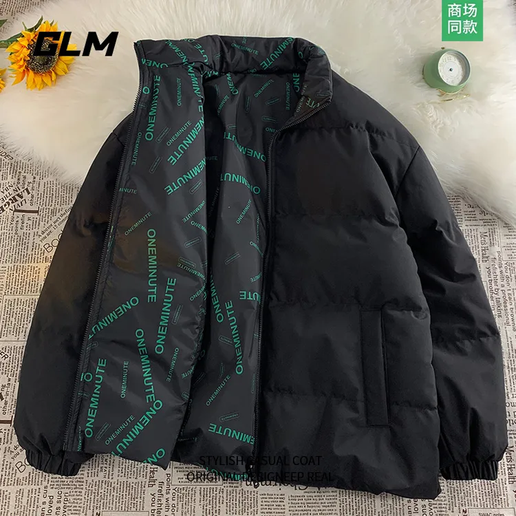 敖瑞鹏代言GLM双面穿棉服男情侣款立领潮流外套冬季加厚保暖棉衣