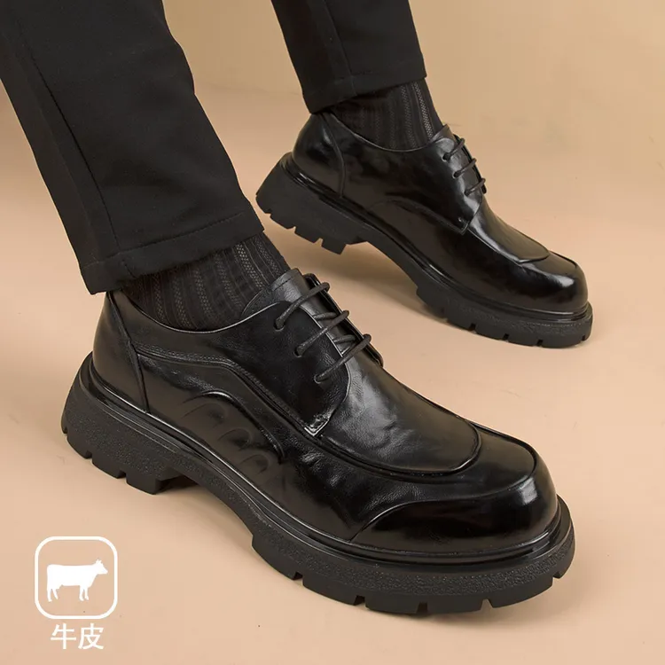 2025新款高端皮鞋防滑格子休闲皮鞋年轻人男款皮鞋夏季英伦风韩版