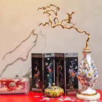 【ZC·宗宸家居】欧式复古立体瓷花鎏金边高温骨瓷古典艺术黄铜摆件
