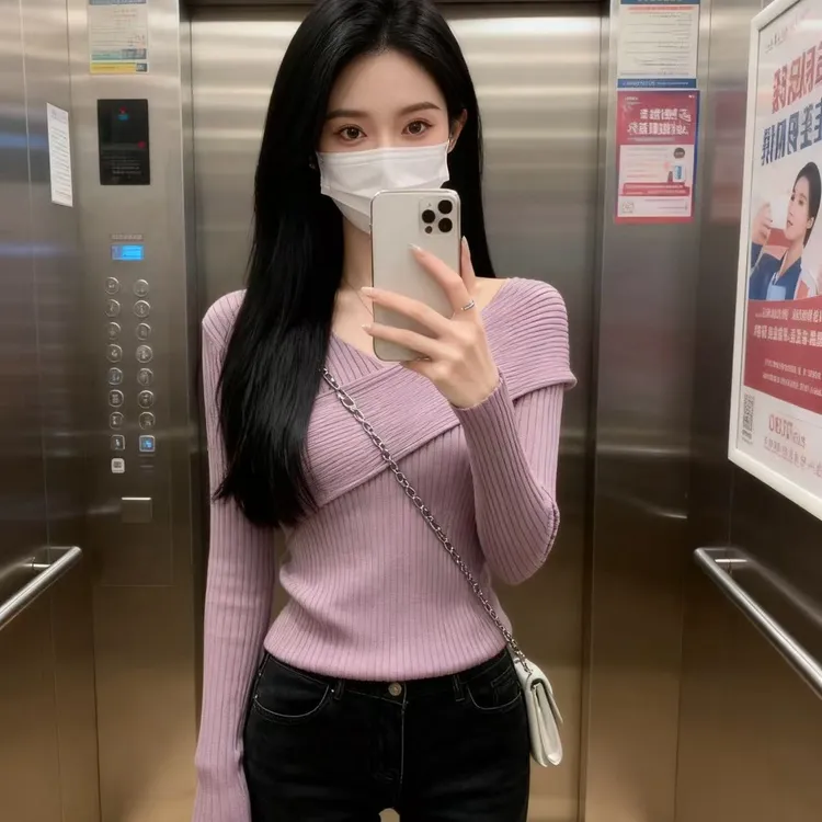 法式交叉V领针织衫女秋冬新款修身显瘦长袖内搭打底毛衣上衣洋气