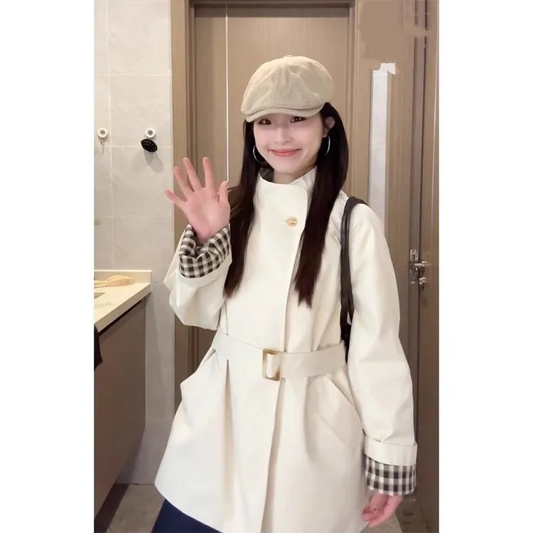 2025夏季新款立领风衣小个子中长款高级英伦风宽松时尚