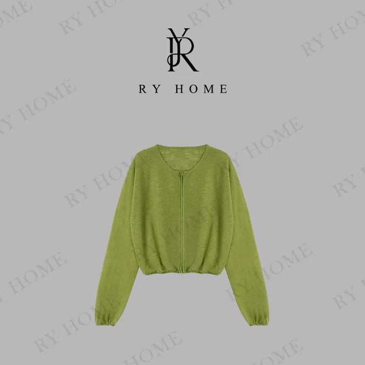 【容雨RYHOME】气质简约防晒圆领拉链开衫252M2945