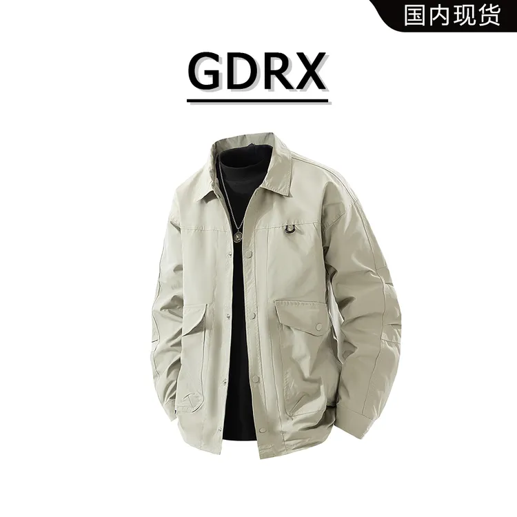  GDRX港风工装款男士衬衫2025秋季新款小众设计宽松休闲大码外套
