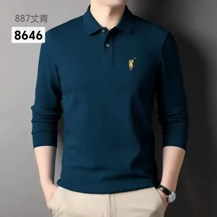 《霞姐服饰》秋季新款男士翻领polo商务长袖衫休闲时尚潮流：887