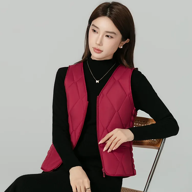拉链款女士马甲秋冬2025中老人加绒保暖背心短款加厚贴身内穿坎肩
