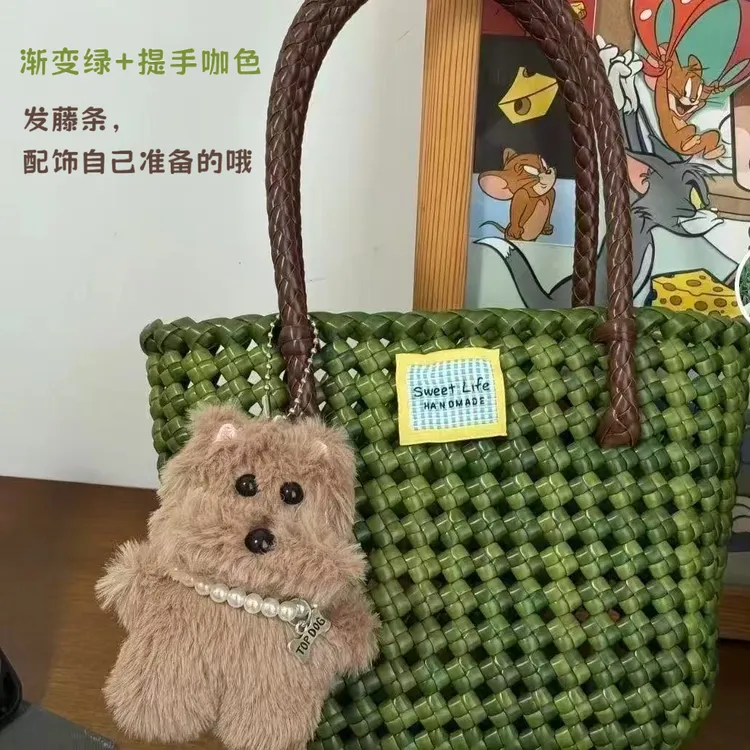 5毫米扁藤条新色渐变绿编织手提包手工diy编织藤条菜篮子编织用品