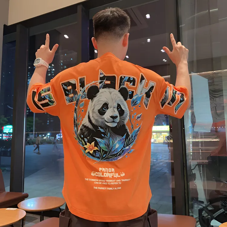 探戈服饰【熊猫短袖】2025夏季新款t恤国潮流百搭重工纯棉男女短袖