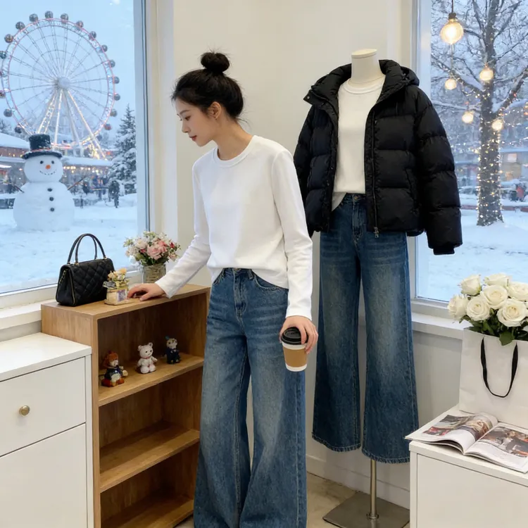 韩版简约白色长袖T恤女2026新款基础百搭打底衫宽松休闲上衣女装