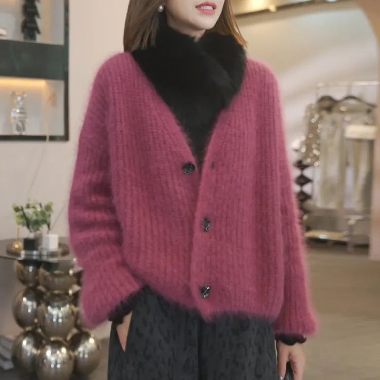 v领软糯毛衣外套女秋冬季2025新款加厚慵懒风欧货百搭针织开衫