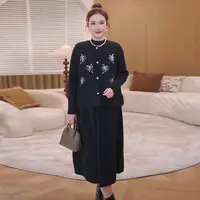 【重工珠片绣套装】MsShe大码女装2025冬毛衣马甲连衣裙S~E2511016