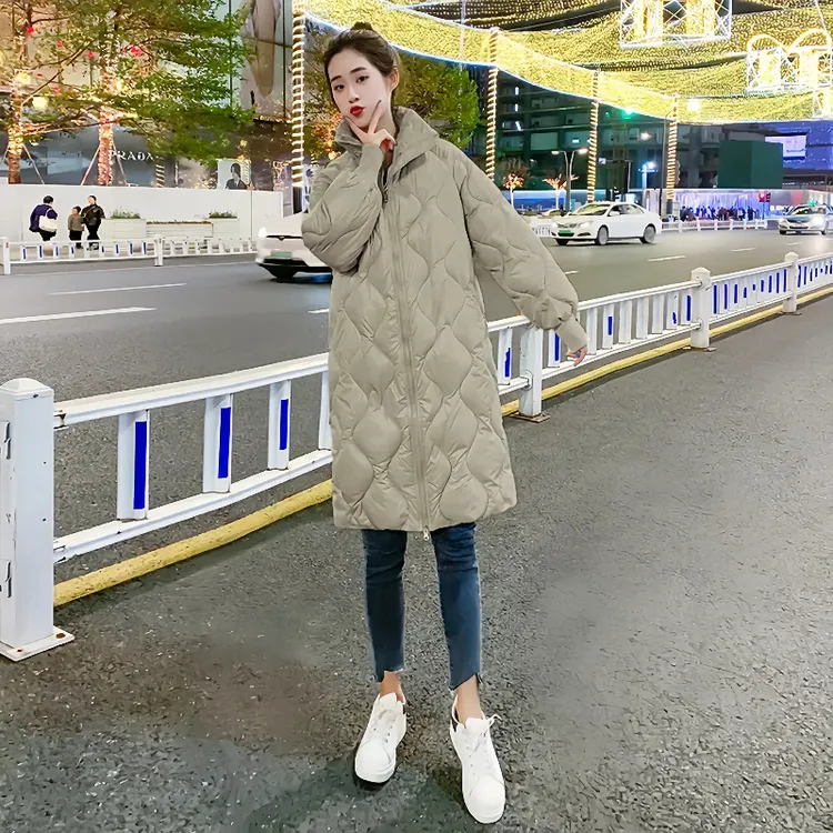 亮面棉衣秋冬保暖冬季棉袄外套中长款加厚中长款百搭纯色情侣棉服