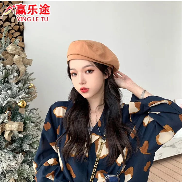 春夏季新款贝雷帽子女时尚百搭个性贝雷帽小众透气街头艺术画家帽