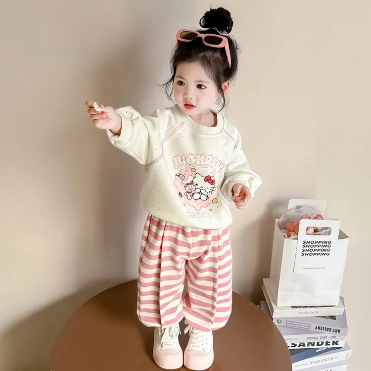 女宝宝春款休闲卫衣套装2025新款女童洋气春装儿童休闲裤两件套潮