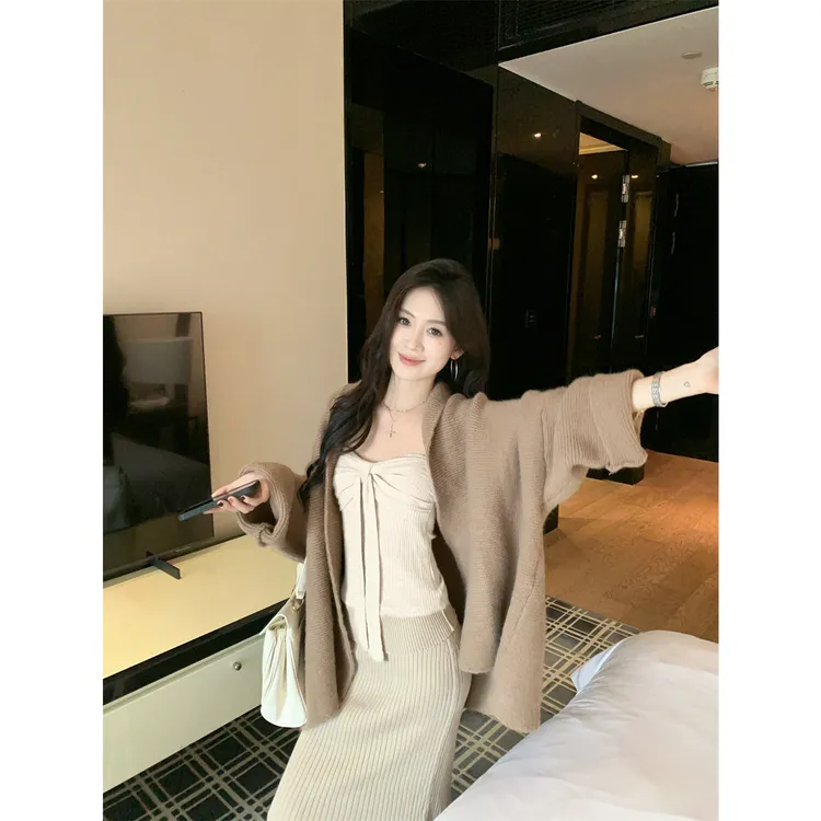 韩系御姐风穿搭网红炸街潮流女装温柔百搭毛衣开衫背心高腰半身裙